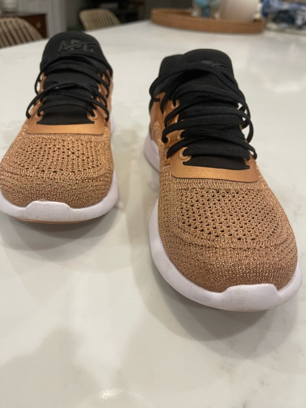 APL TechLoom Tracer women's sneakers in a rose gold and black knit colorway - Picture 3 of 16